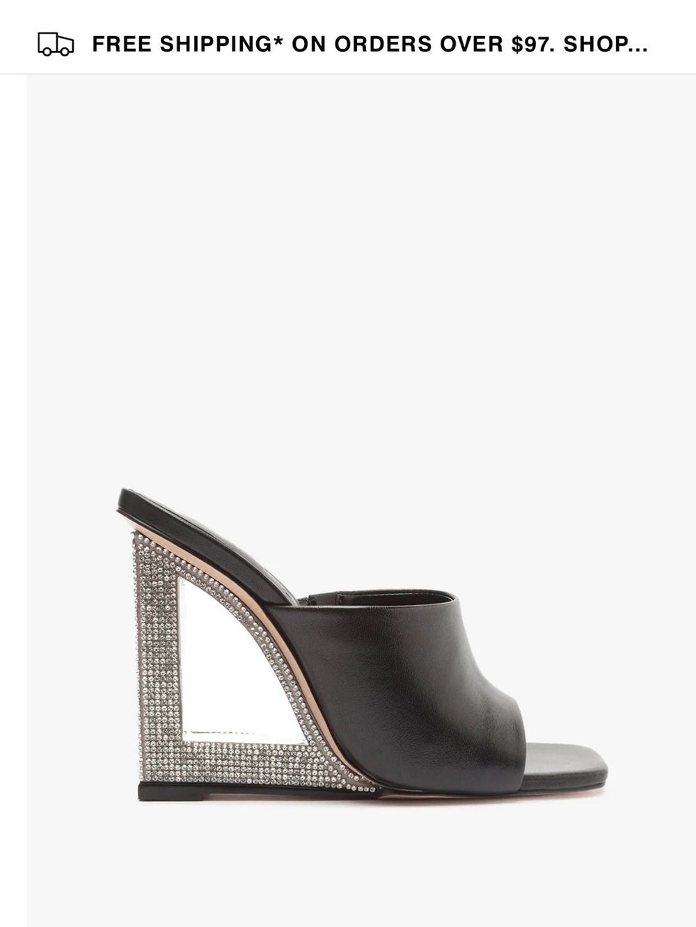SCHUTZ Beige Leather Crystal-Embellished Wedge Mule